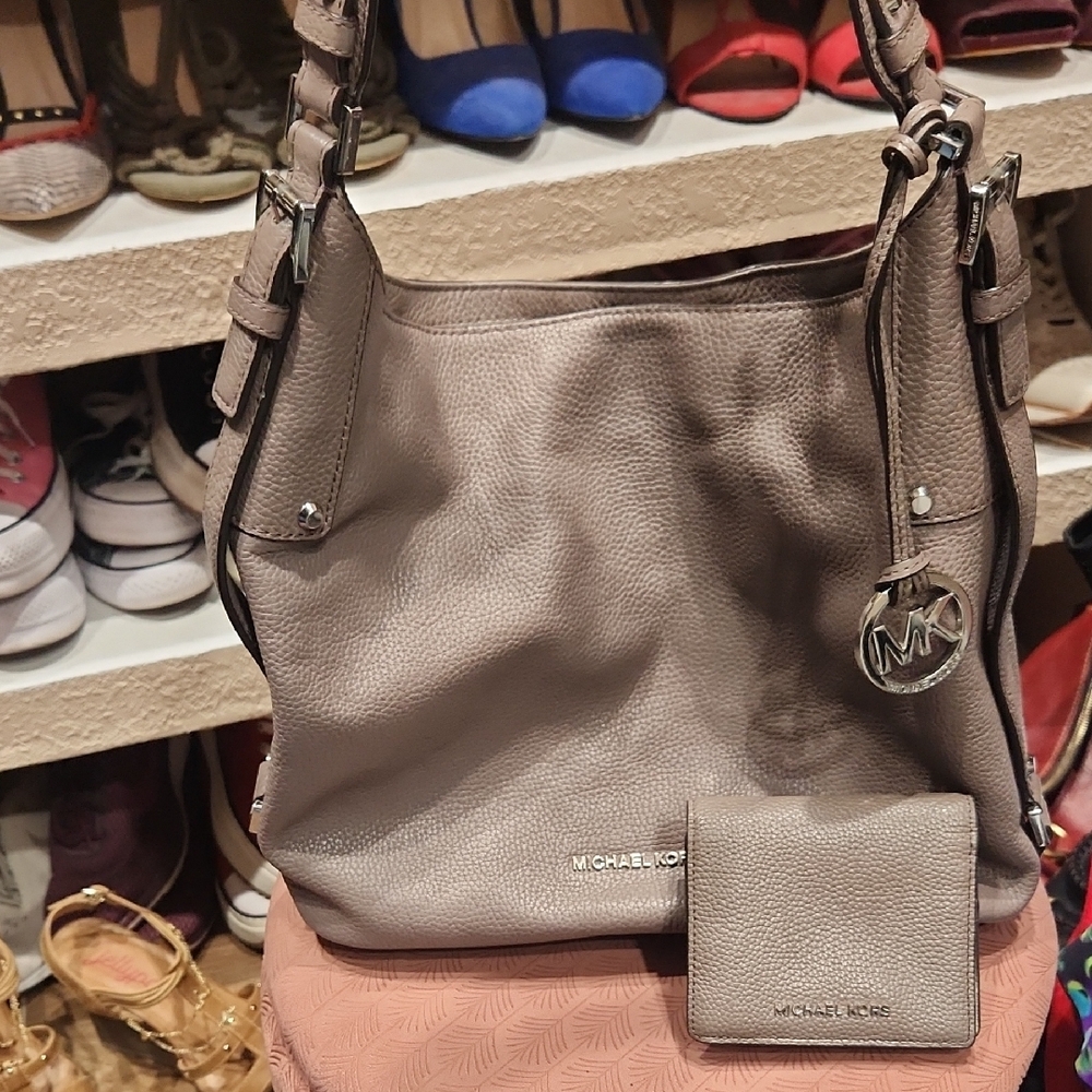 Michael Kors Taupe Leather Shoulder Bag